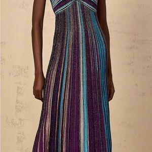 Elegant Multicolor Striped Maxi Dress